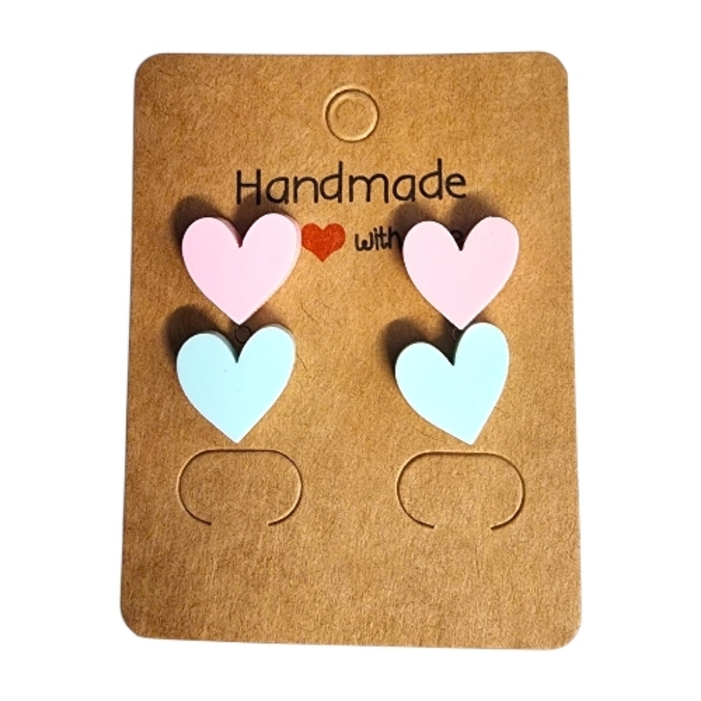 Sugarfrost Duo Hearts Acrylic Stud Earrings - 2 Pair